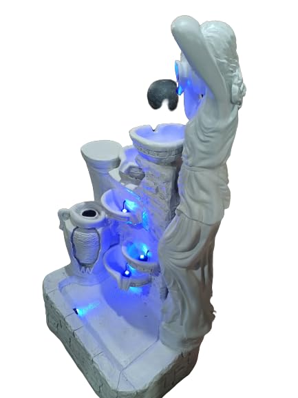 Trisaini Craft 56 Inch Long Water Fountain Lady with 4 Pot Water Fountains for Home Decor Living Room Garden Patio Deck Porch Yard Art Decoration Gift Gifting with Lights Water Pump