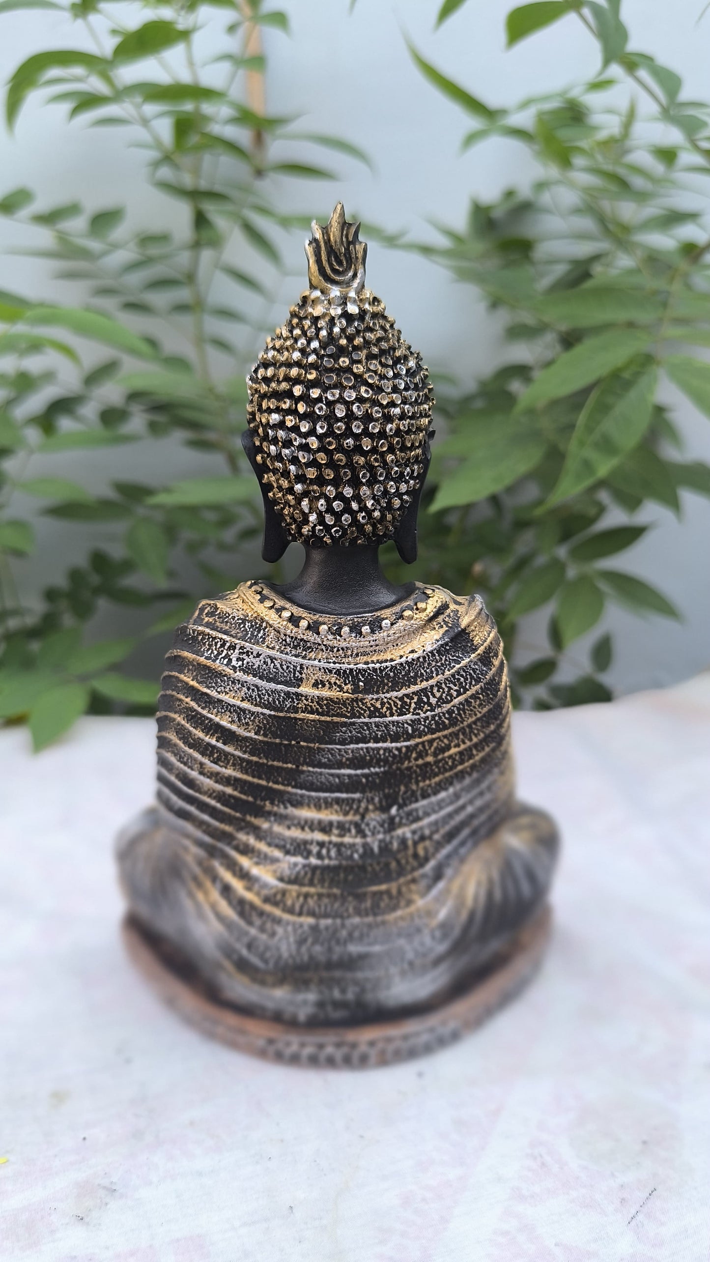 10 Inch Buddha Statue for Home Decor | Antique Finish Gautam Buddha Idol for Peace & Prosperity Black & Yellow