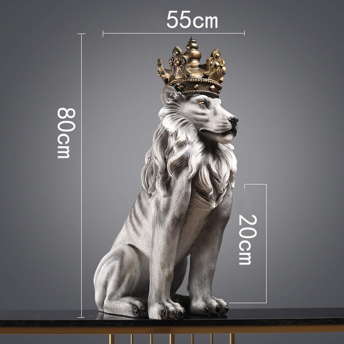 Trisaini Craft Decor Items Set of 2 Lion King Statue Showpiece for Home Entrance Decoration, Office, Study Room, Collectible Figurines, Best Gift for The Man