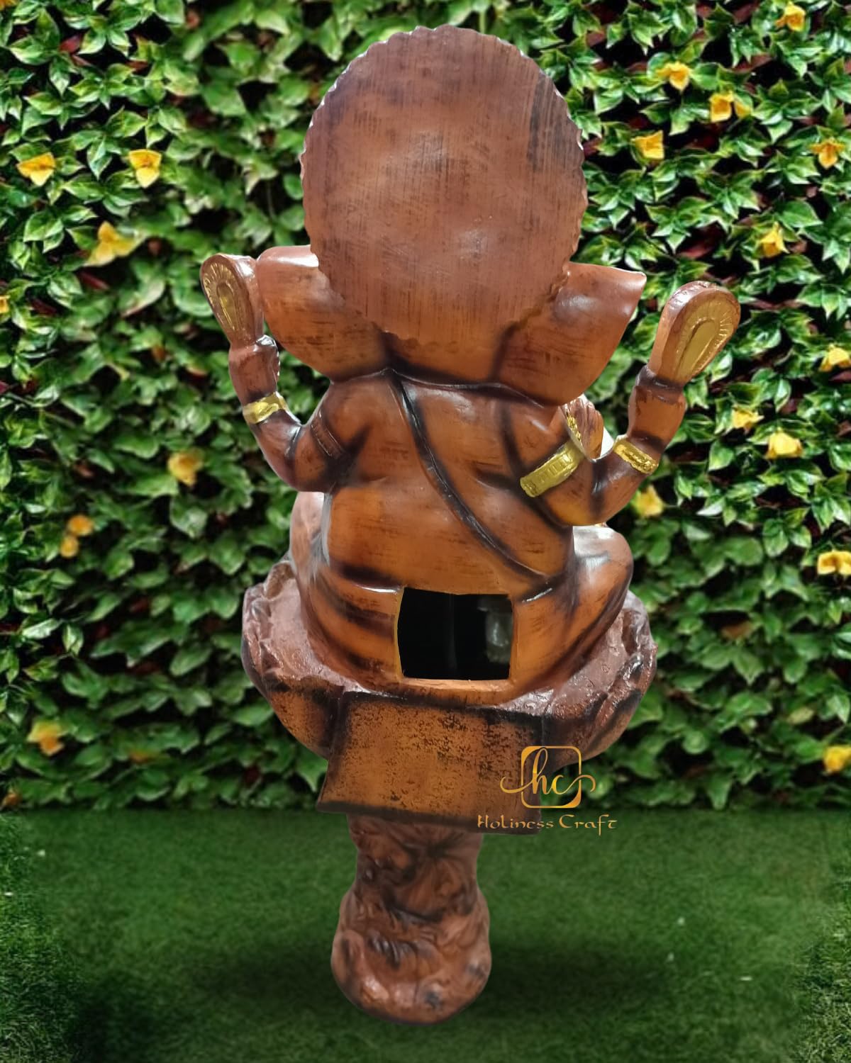 Trisaini Craft Lotus Ganesha Water Fountain with Stand for Indoor Outdoor Home Decor Farmhouse Decor Garden Patio Deck Porch Gift Gifting with LED Lights Water Pump