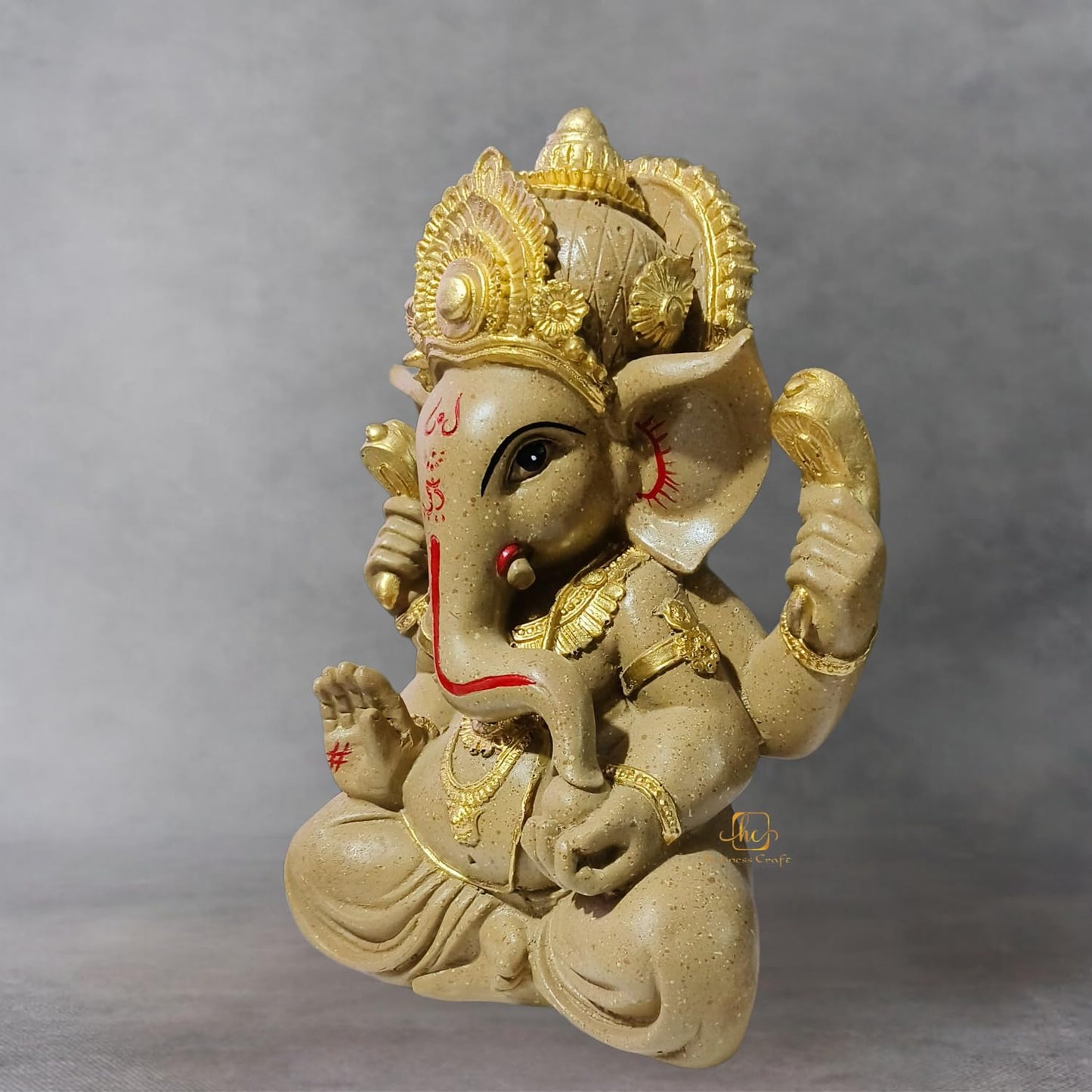 Trisaini Craft Ganesha Idol | Ganesha Statue for Home and Office Decor | Handcrafted 30 cm Tall Dark Sand Ganesha Statue