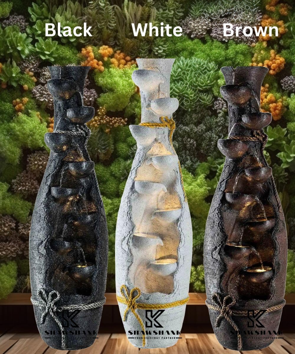 Trisaini Craft Water Fountain Magnum Lamp Fiber Water Fountain for Living Room Home Decor Garden Patio Deck Porch - Yard Art Decoration Gift Gifting with LED Lights Water Pump