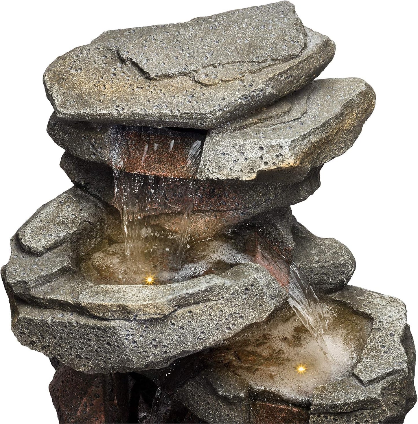 Trisaini Craft Rock Water Fountain with High-Pressure Water Pump for Indoor Outdoor Living Room Home Decor Garden Patio Deck