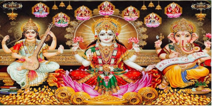 Poster And Frames Diwali Pooja Wooden Photo Frame With Acrylic Sheet | For Living, Pooja Room | Home Decoration Item | Best Gifting