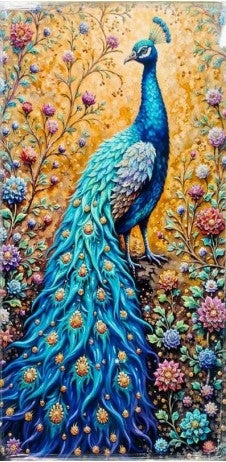 Royal Peacock Resin Wall Art – Premium Crystal Epoxy Painting for Home and Living Room Décor