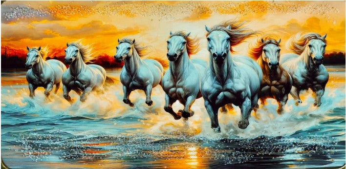 7 running horse vastu wall modern painting white horses religious photo frame for decor home office