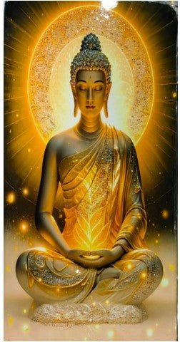 Gautam Buddha Photo Frame Vastu Positivity Lucky Wall Painting Aesthetic Art Frames with White Wooden Texture for Living rooms Office Bedroom - Wall Paintings/Hangings