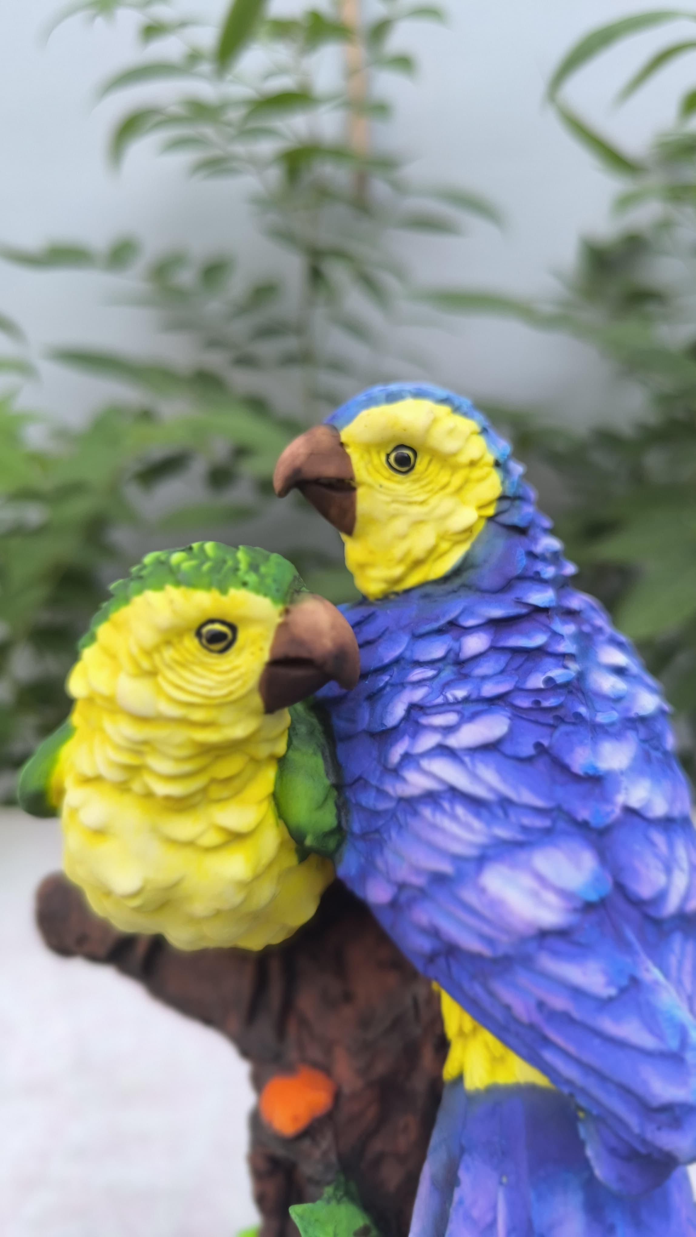 11 Inch Colorful Double Parrot Showpiece | Resin Birds Statue for Home Decors & Gifting |