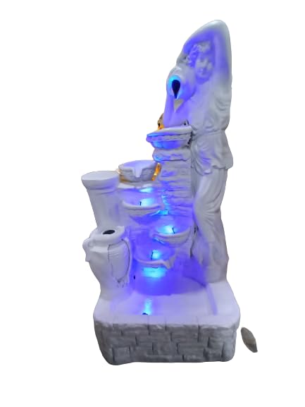 Trisaini Craft 56 Inch Long Water Fountain Lady with 4 Pot Water Fountains for Home Decor Living Room Garden Patio Deck Porch Yard Art Decoration Gift Gifting with Lights Water Pump