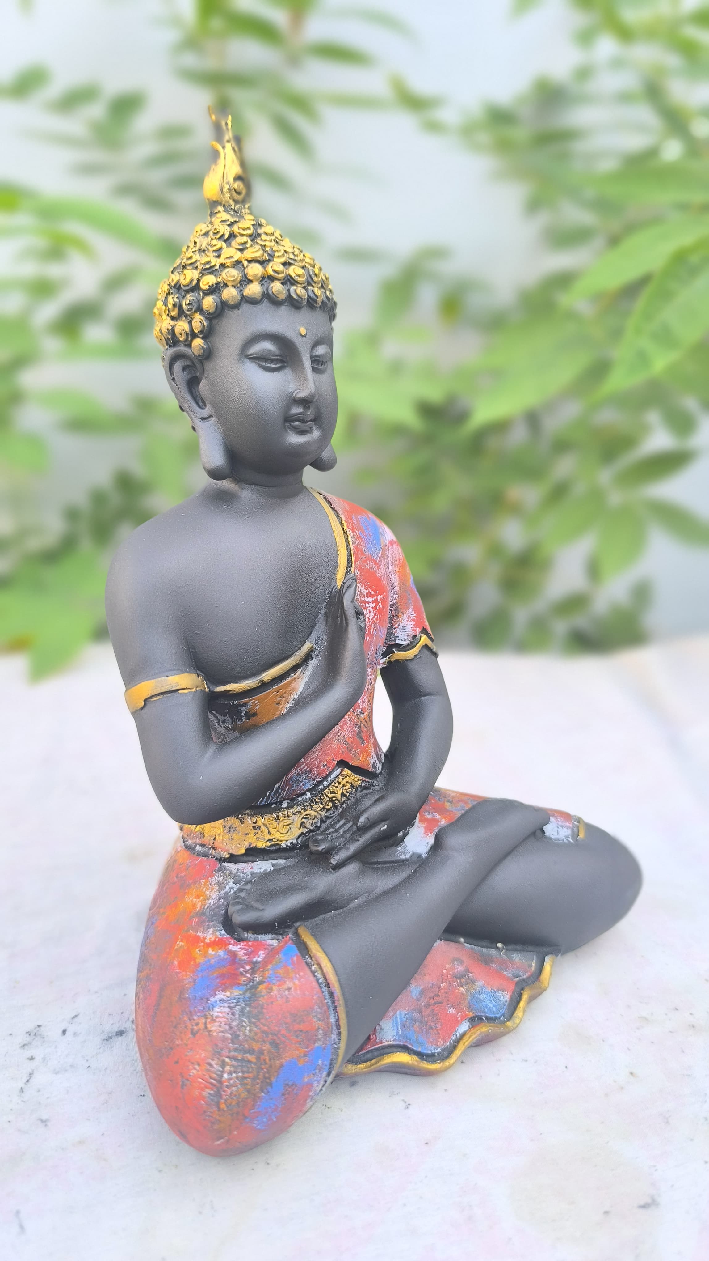 10 Inch Colorful Buddha Statue |  Pose Decorative Resin Idol for Home & Office |