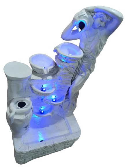 Trisaini Craft 56 Inch Long Water Fountain Lady with 4 Pot Water Fountains for Home Decor Living Room Garden Patio Deck Porch Yard Art Decoration Gift Gifting with Lights Water Pump