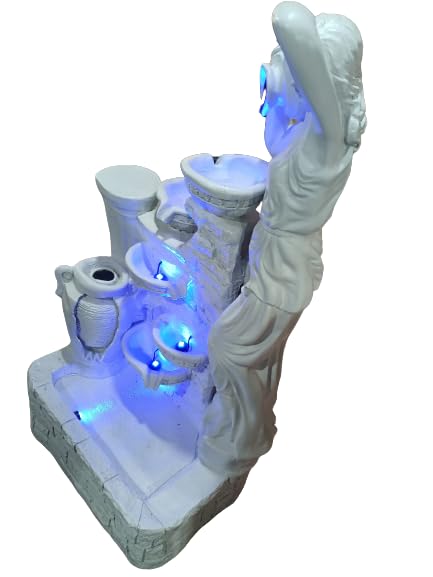 Trisaini Craft 56 Inch Long Water Fountain Lady with 4 Pot Water Fountains for Home Decor Living Room Garden Patio Deck Porch Yard Art Decoration Gift Gifting with Lights Water Pump