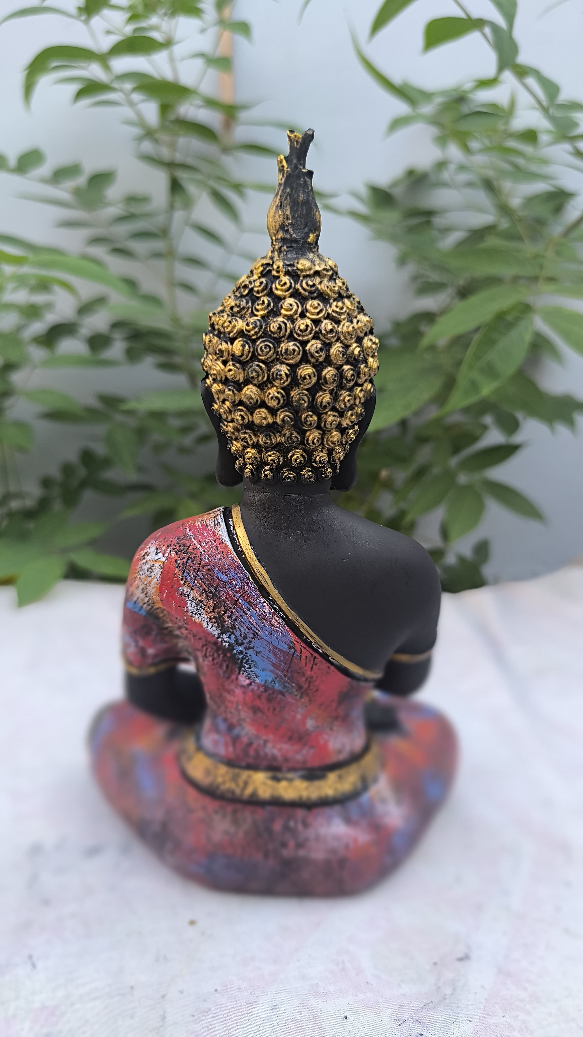 10 Inch Colorful Buddha Statue |  Pose Decorative Resin Idol for Home & Office |