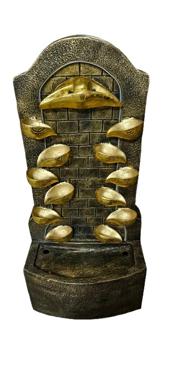 Craft 44 Inch Antique Ganesh Diya Fiber Water Fountain with LED Lights & Pump – Home Decors |