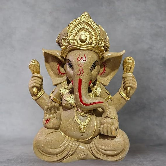 Trisaini Craft Ganesha Idol Statue for Home and Office Decor Handcrafted 30 cm Tall Dark Sand Ganesha Statue