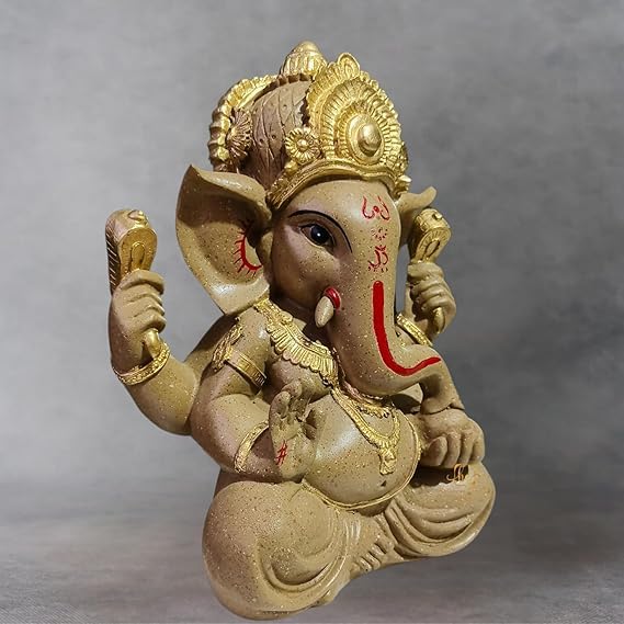 Trisaini Craft Ganesha Idol Statue for Home and Office Decor Handcrafted 30 cm Tall Dark Sand Ganesha Statue