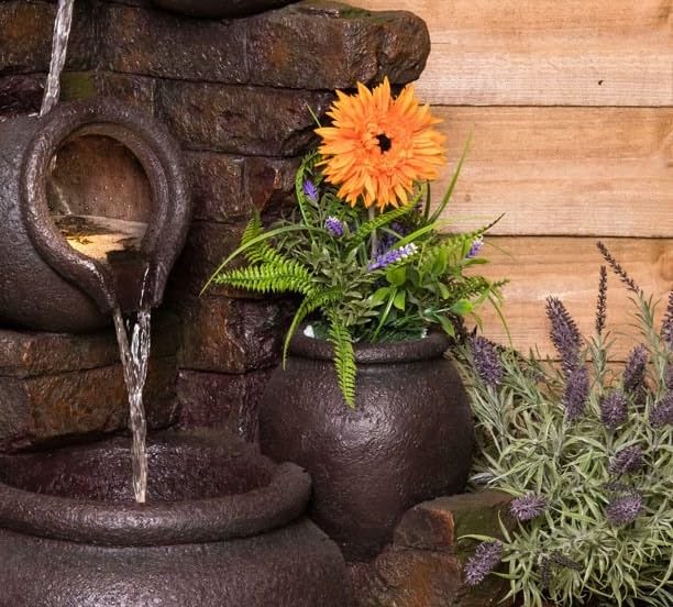 Trisaini Craft 48 inch Long Brick Pot Water Fountain for Home Decor | Indoor Tabletop Office | Lawn Balcony | Gift Gifting with LED Lights Water Pump | 4 Feet Brick Matka Water Fountain (Dark Brown)