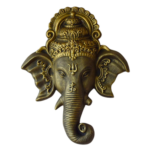 Trisaini Craft Ganesha Face Mural Wall Hanging Mural Showpiece for Home Entrance Decor, Office, Study Room - Idol Statue Lord Ganesha face Wall Mount (Greenish)