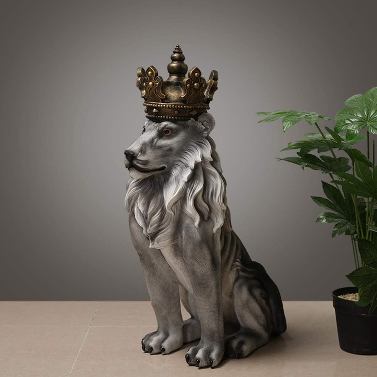 Trisaini Craft Decor Items Set of 2 Lion King Statue Showpiece for Home Entrance Decoration, Office, Study Room, Collectible Figurines, Best Gift for The Man