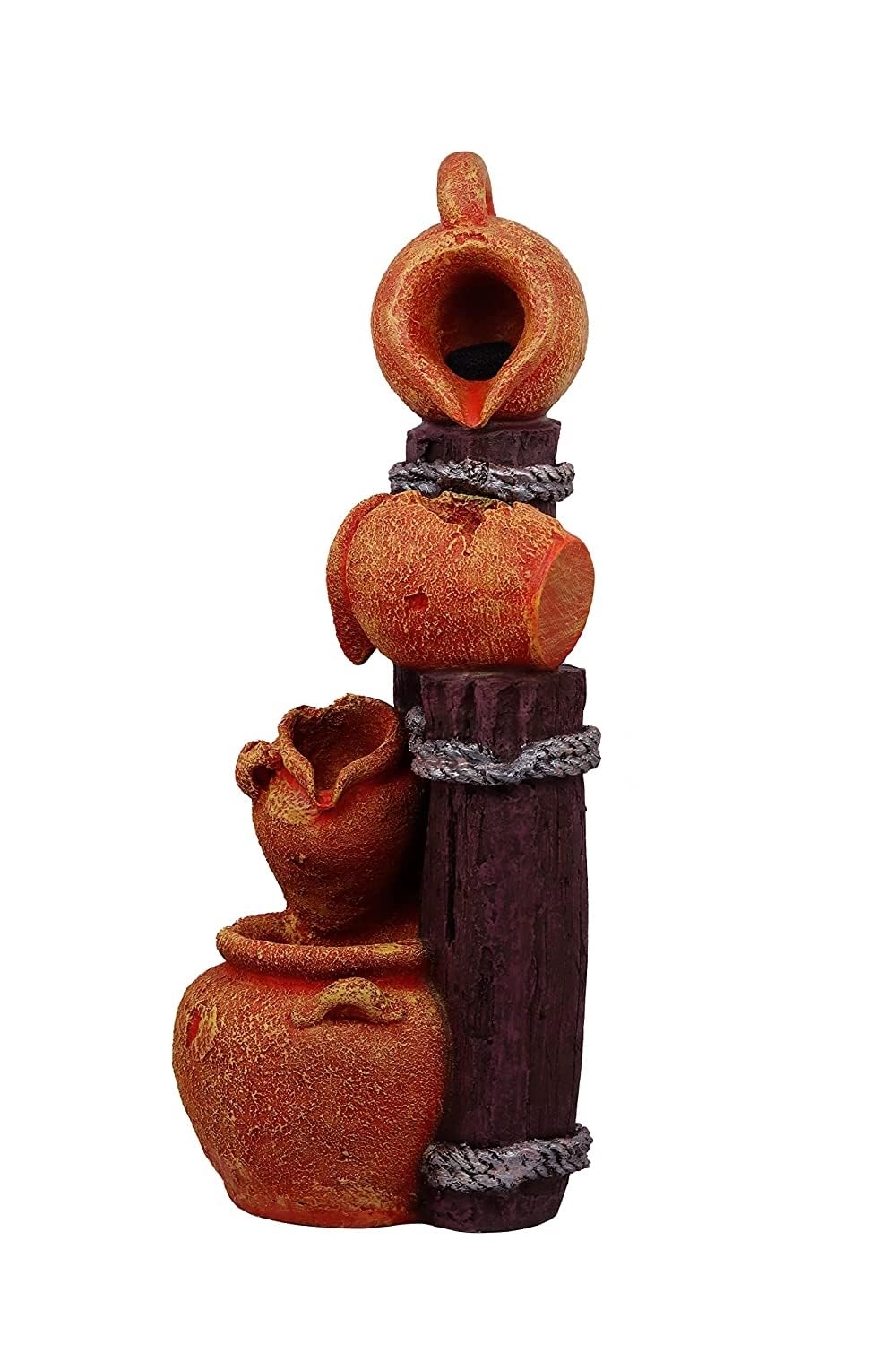 Trisaini Craft Earthern Pot Rassi Water Fountain for Living Room Home Decor Garden Patio Deck Porch Yard Art Decoration Gift Gifting (Orange and Brown)