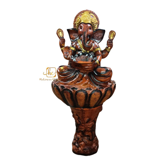 Trisaini Craft Lotus Ganesha Water Fountain with Stand for Indoor Outdoor Home Decor Farmhouse Decor Garden Patio Deck Porch Gift Gifting with LED Lights Water Pump