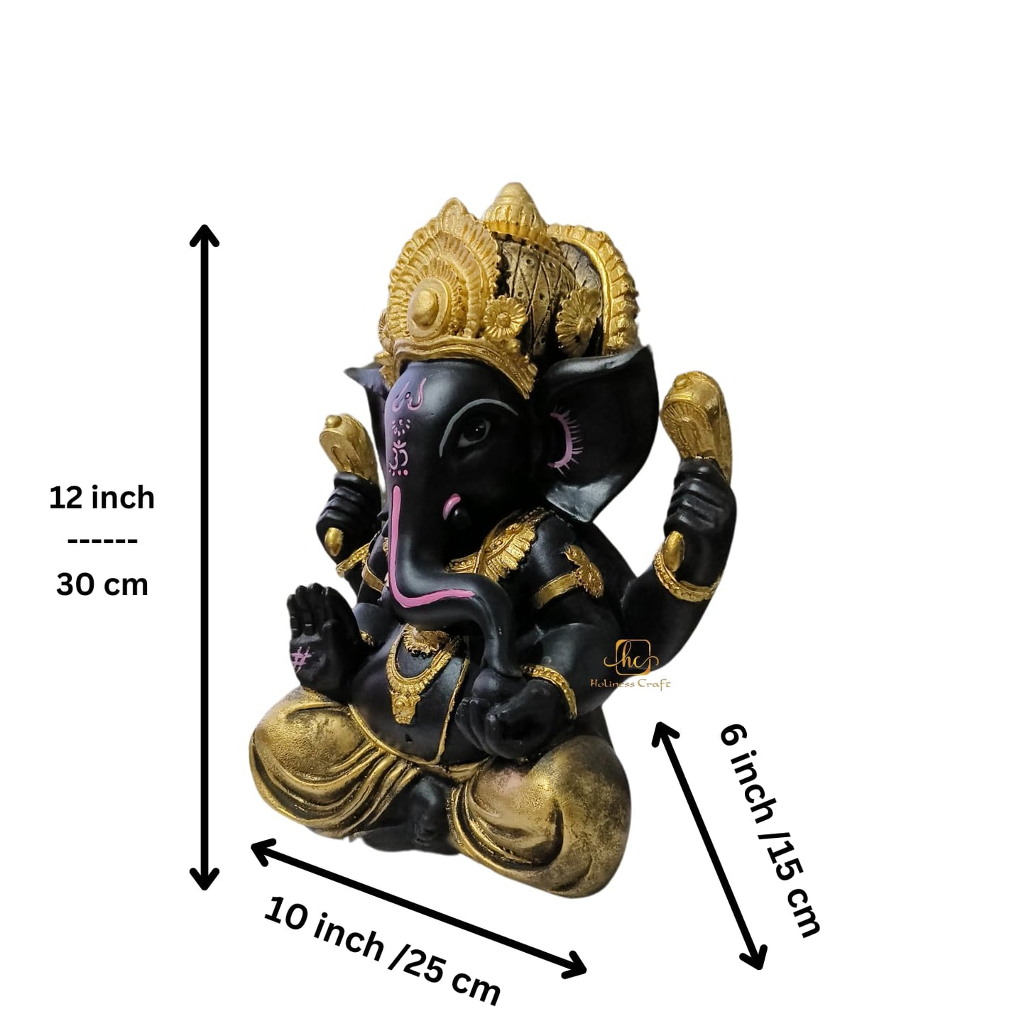 Trisaini Craft Ganesha Idol for Home, Pooja Room, Ganesha Statue, Office Decor 30 cm Tall (Black)