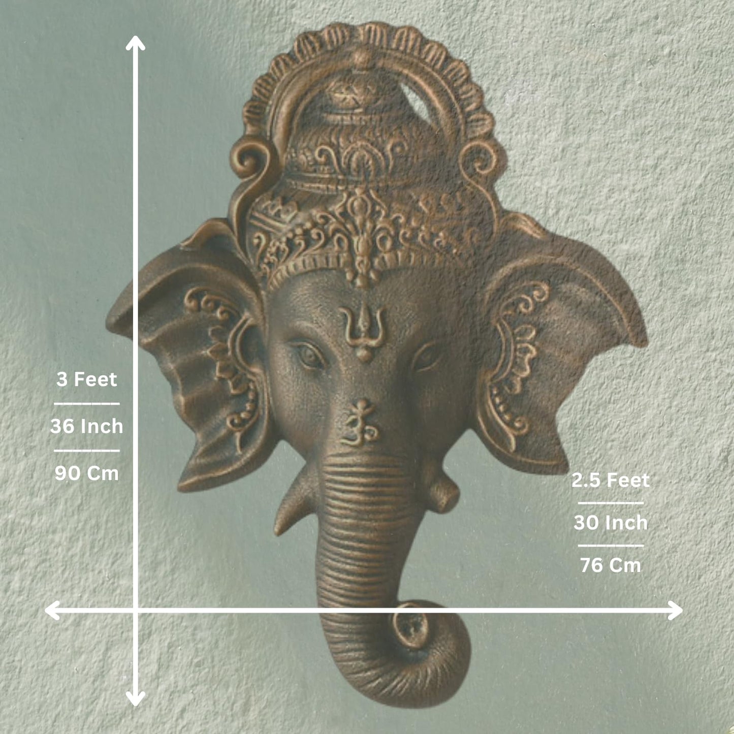 Trisaini Craft 3 Feet Ganesha Face Wall Hanging Mural Showpiece for Home Entrance Decor, Office, Study Room - Idol Statue Shri Ganesha face Wall Mount