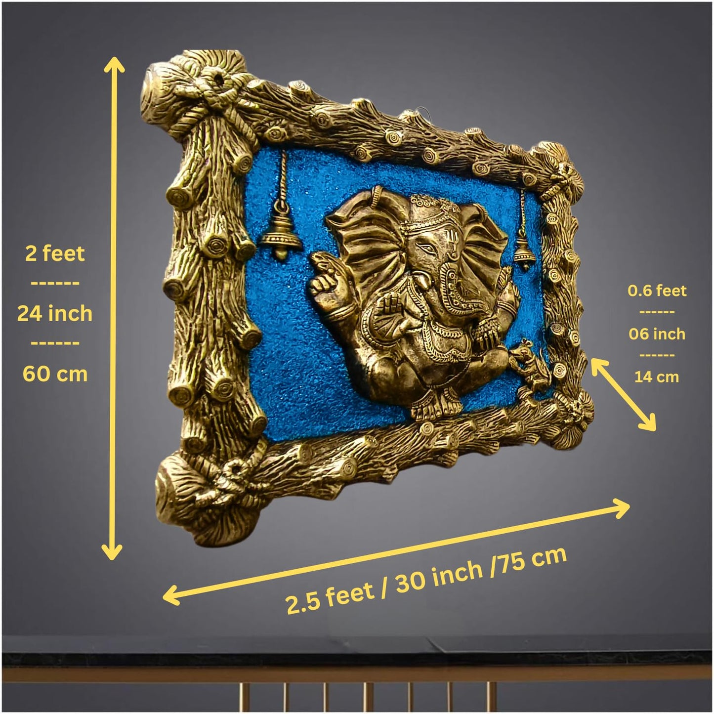 Trisaini Craft Fiber Ganesh Wall Hanging for Entrance Door Home Decor, Office, Study Room Ganpati face Wall Mount Art Decoration Gift Gifting Mural Showpiece