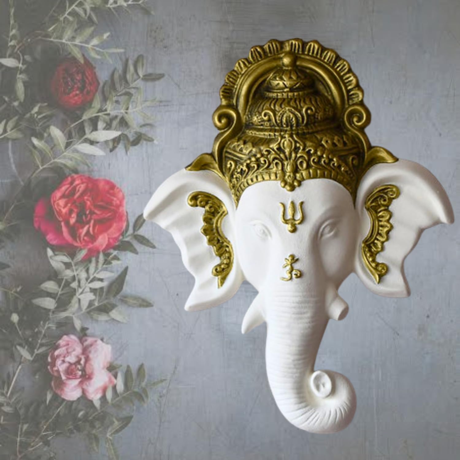 Craft Ganesh  Face Wall Mural Showpiece (White) – Entrance & Home Decors |