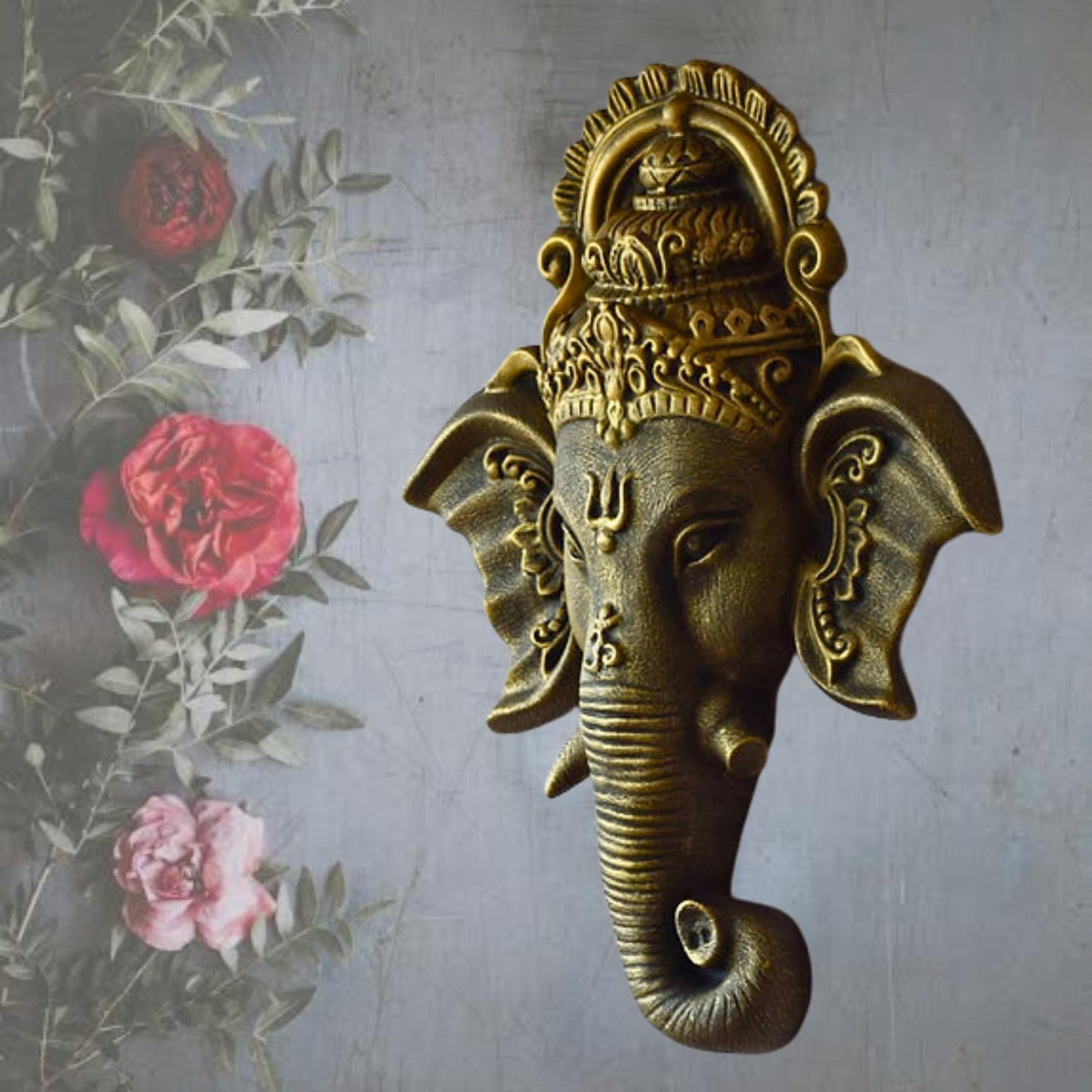 Trisaini Craft 3 Feet Ganesha Face Wall Hanging Mural Showpiece for Home Entrance Decor, Office, Study Room - Idol Statue Shri Ganesha face Wall Mount