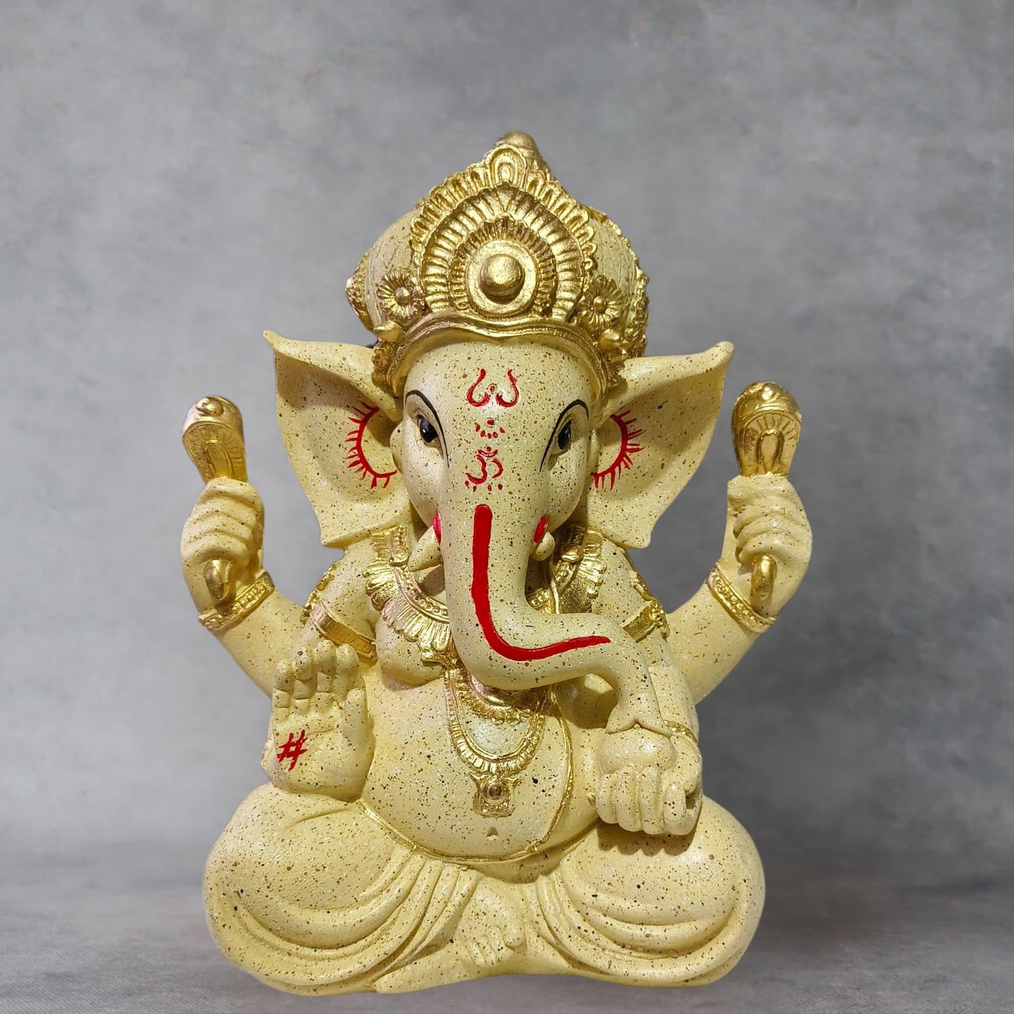 Trisaini Craft Ganesha Idol for Home, Pooja Room, Office D�cor, Handcrafted Ganesha Idol 30 cm Tall (Light Sand)