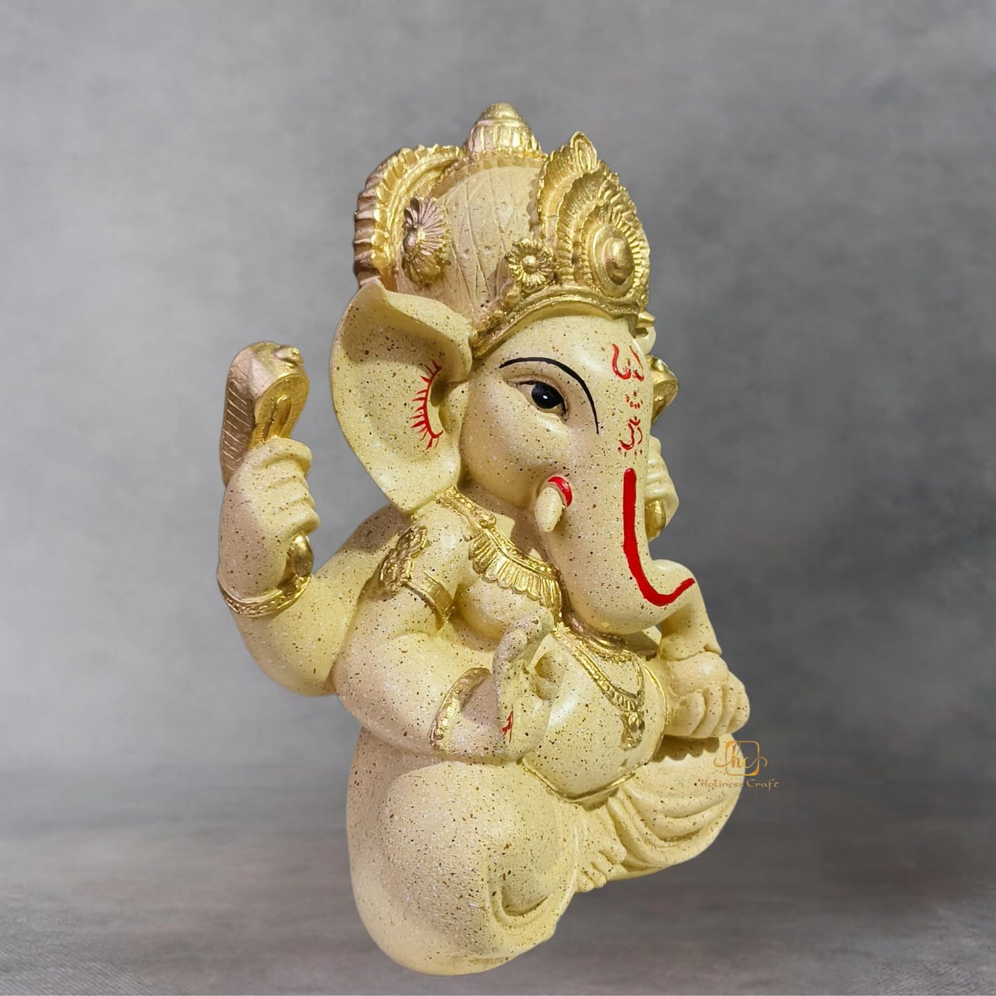 Trisaini Craft Ganesha Idol for Home, Pooja Room, Office D�cor, Handcrafted Ganesha Idol 30 cm Tall (Light Sand)
