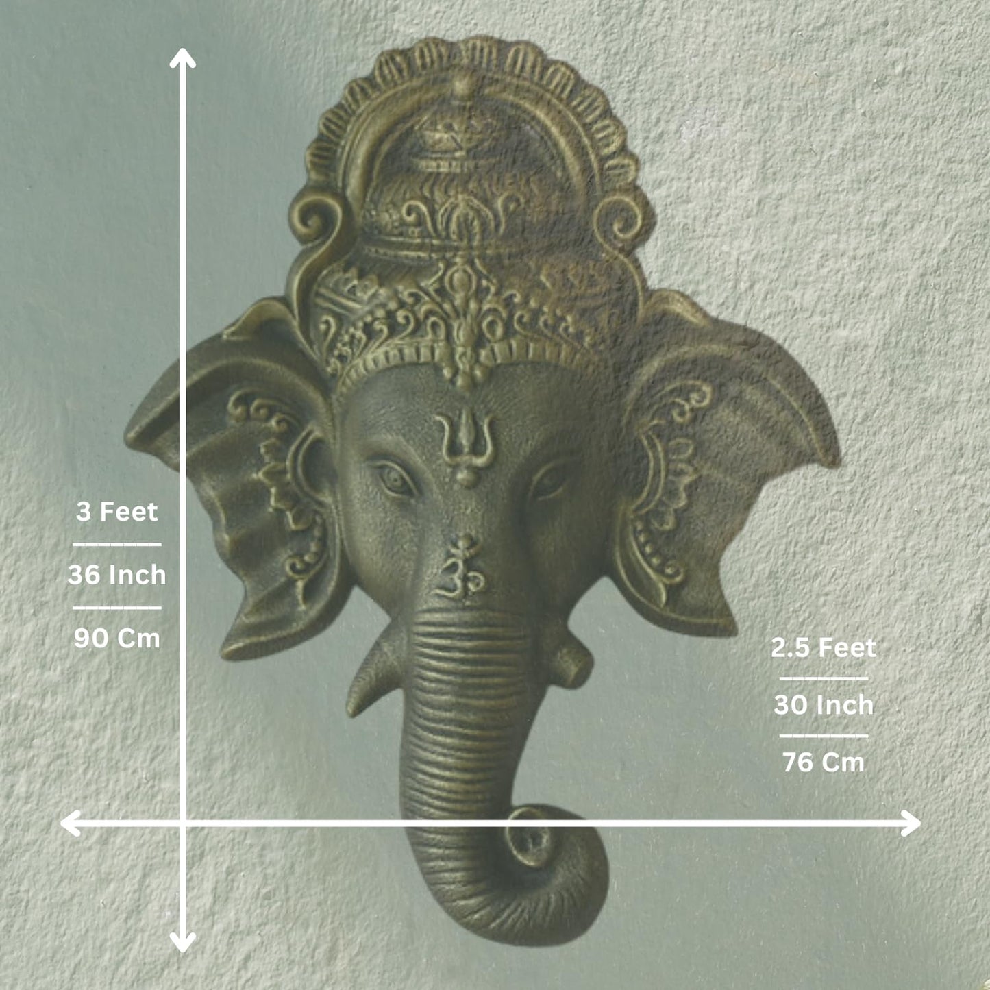 Trisaini Craft Ganesha Face Mural Wall Hanging Mural Showpiece for Home Entrance Decor, Office, Study Room - Idol Statue Lord Ganesha face Wall Mount (Greenish)