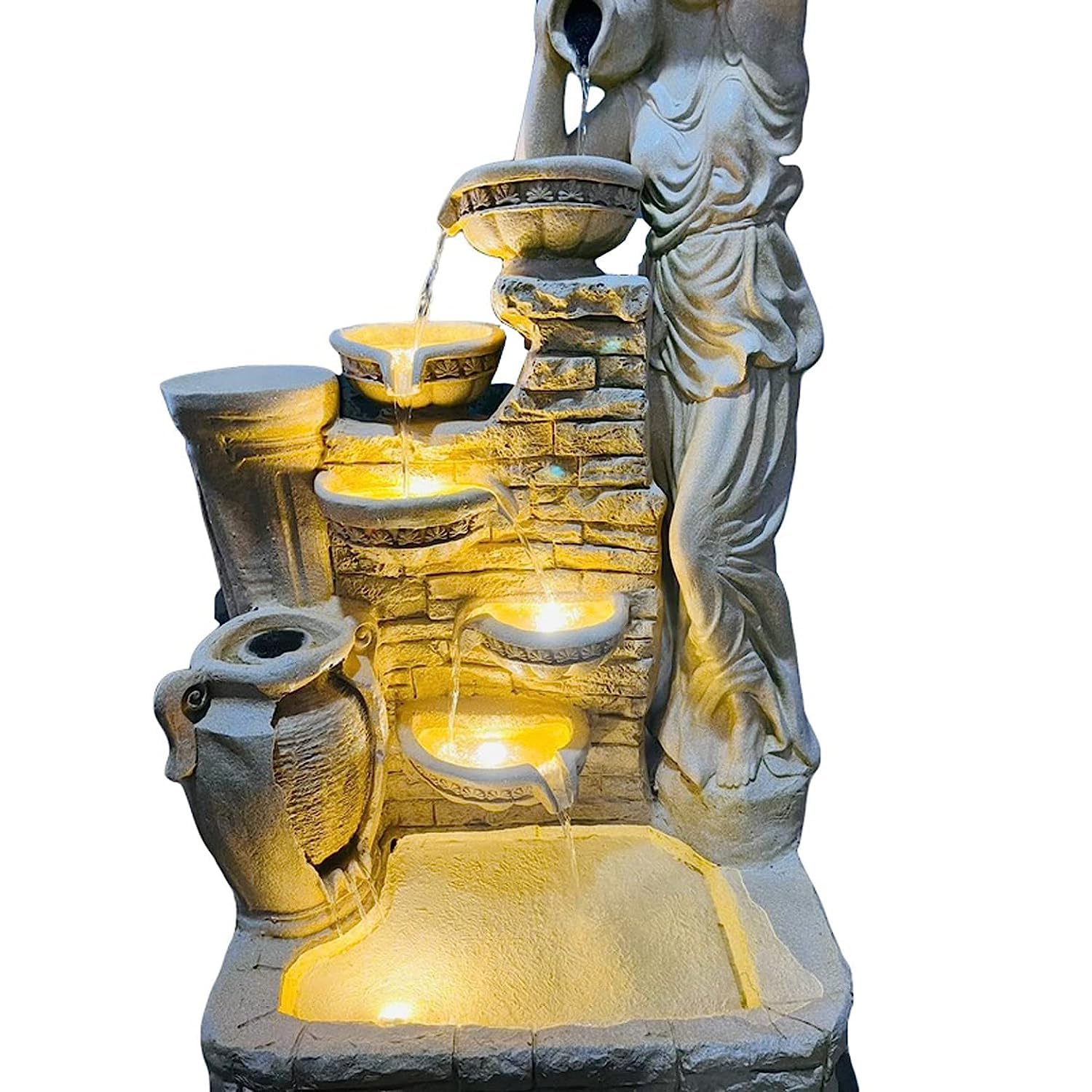 Craft 4.5 feet Lady 4 Pot Fiber Water Fountain with LED & Pump – Home & Garden Decors |