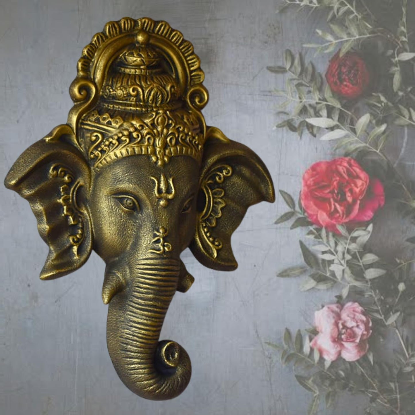 Trisaini Craft 3 Feet Ganesha Face Wall Hanging Mural Showpiece for Home Entrance Decor, Office, Study Room - Idol Statue Shri Ganesha face Wall Mount