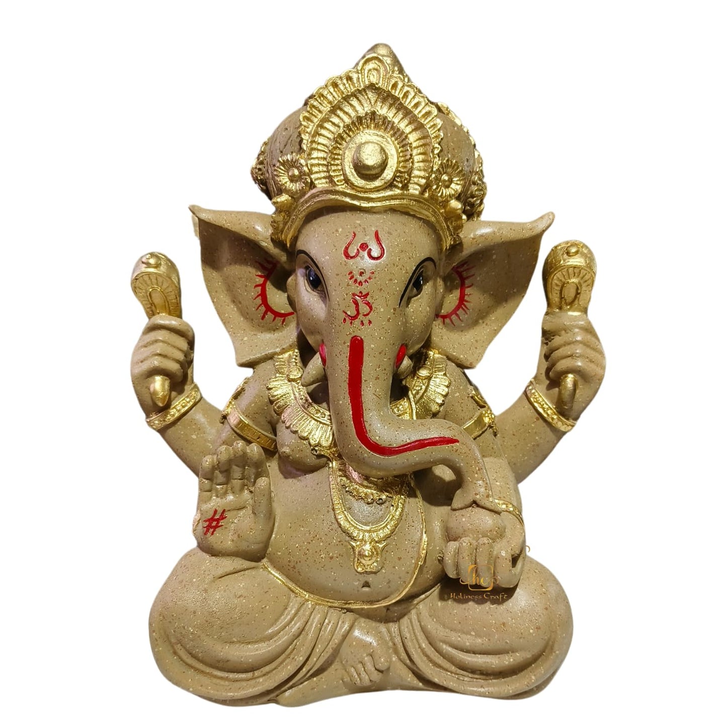 Trisaini Craft Ganesha Idol | Ganesha Statue for Home and Office Decor | Handcrafted 30 cm Tall Dark Sand Ganesha Statue