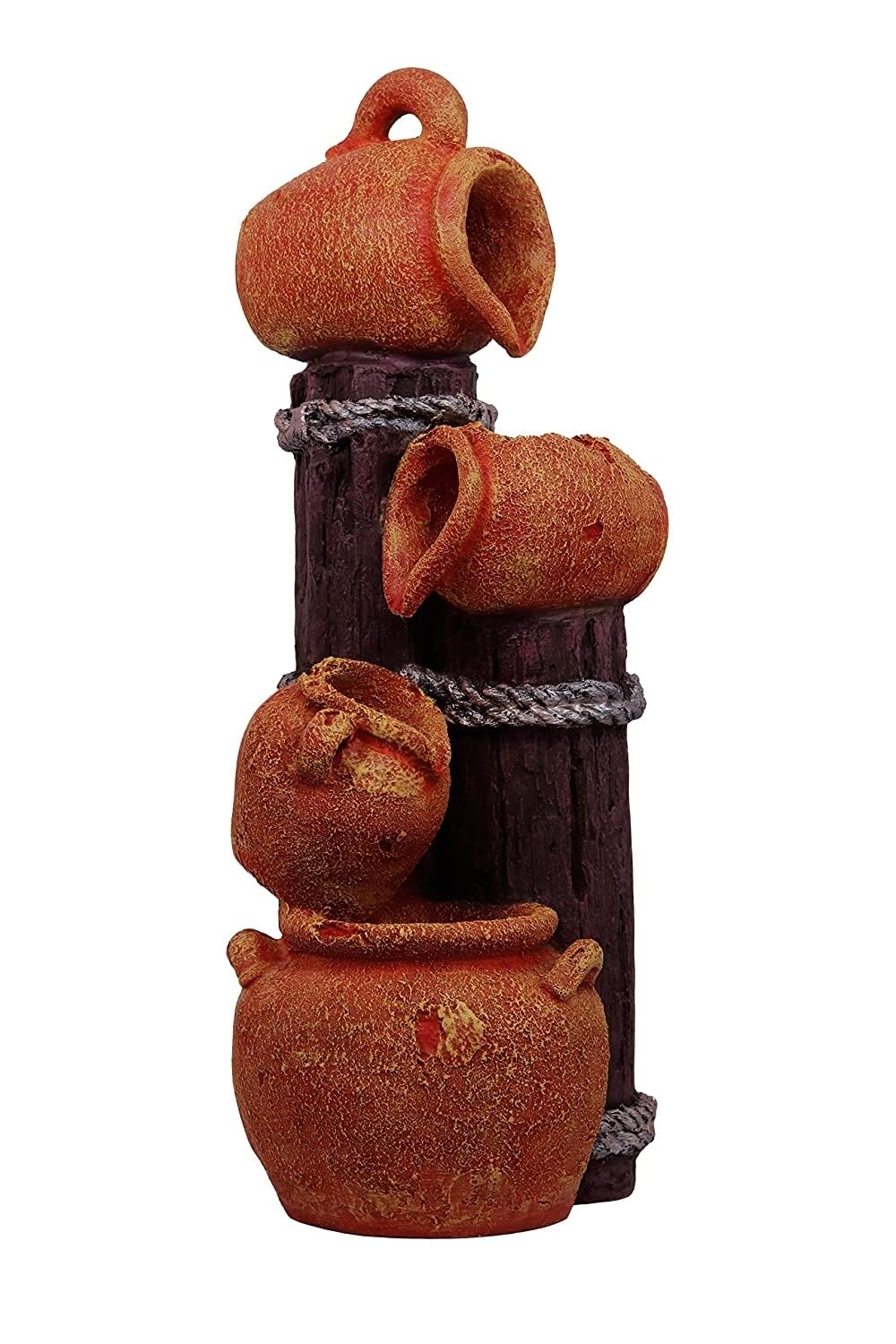 Trisaini Craft Earthern Pot Rassi Water Fountain for Living Room Home Decor Garden Patio Deck Porch Yard Art Decoration Gift Gifting (Orange and Brown)