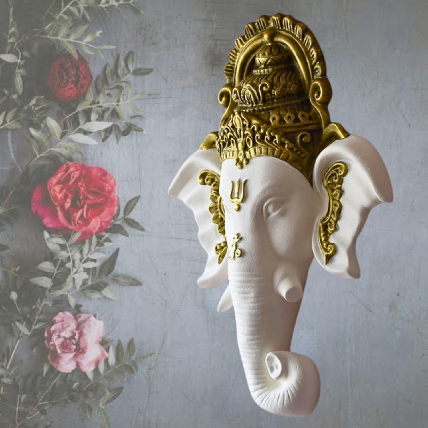 Craft Ganesh  Face Wall Mural Showpiece (White) – Entrance & Home Decors |