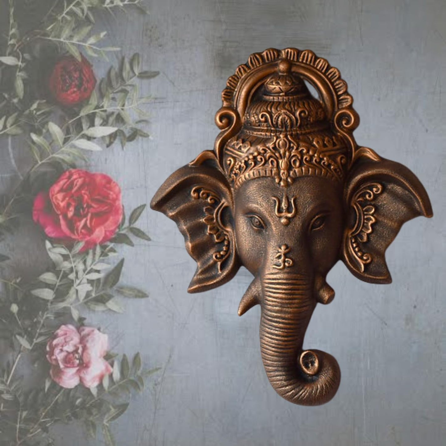 Trisaini Craft 3 Feet Ganesha Face Wall Hanging Mural Showpiece for Home Entrance Decor, Office, Study Room - Idol Statue Shri Ganesha face Wall Mount