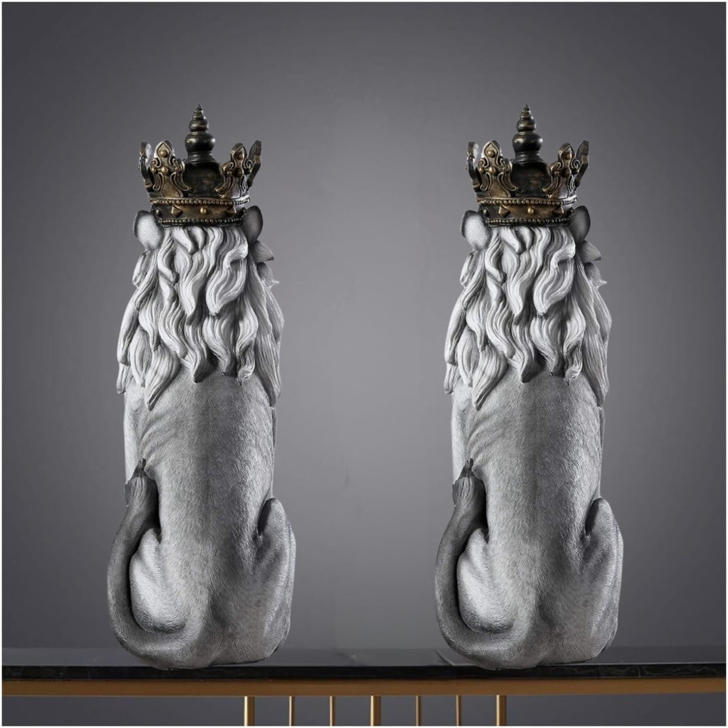 Trisaini Craft Decor Items Set of 2 Lion King Statue Showpiece for Home Entrance Decoration, Office, Study Room, Collectible Figurines, Best Gift for The Man