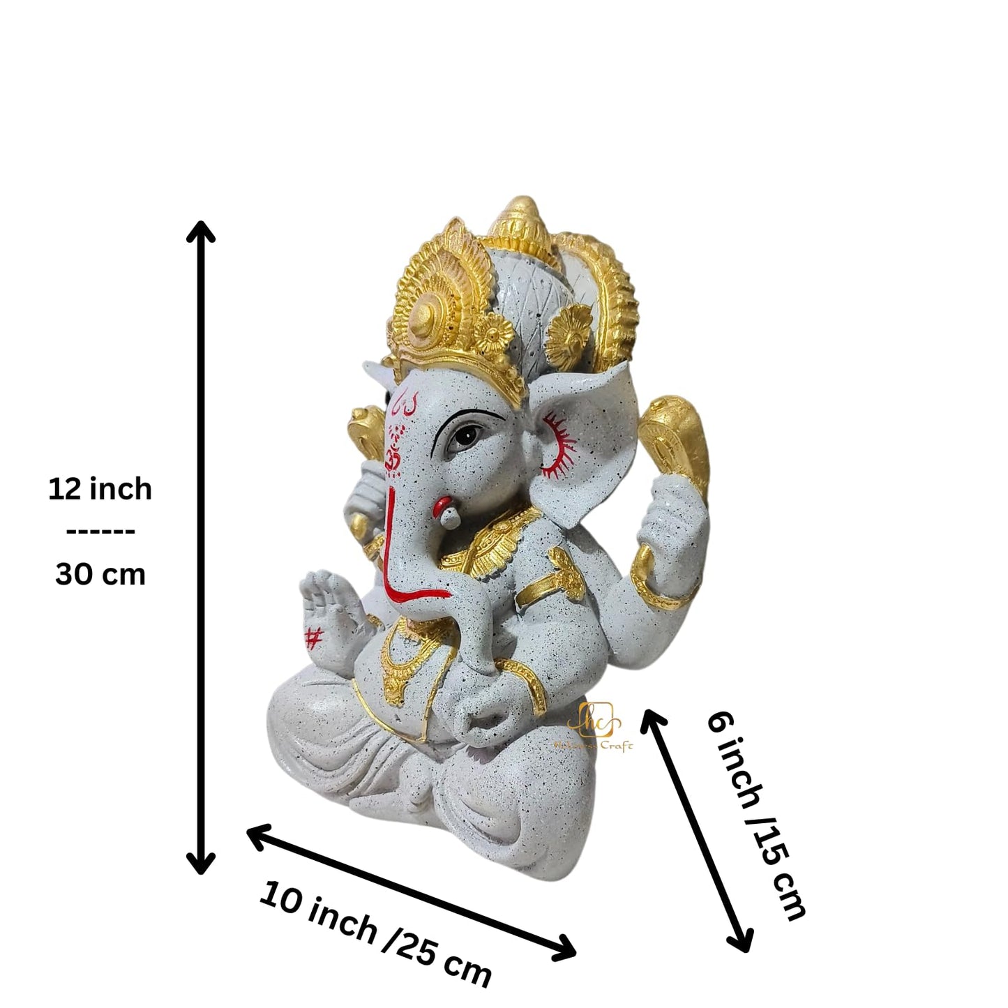 Trisaini Craft Ganesha Idol for Home,Pooja Room, Ganesha Statue, Office D�cor, Handcrafted Ganesha Idol 30 cm Tall (Grey)