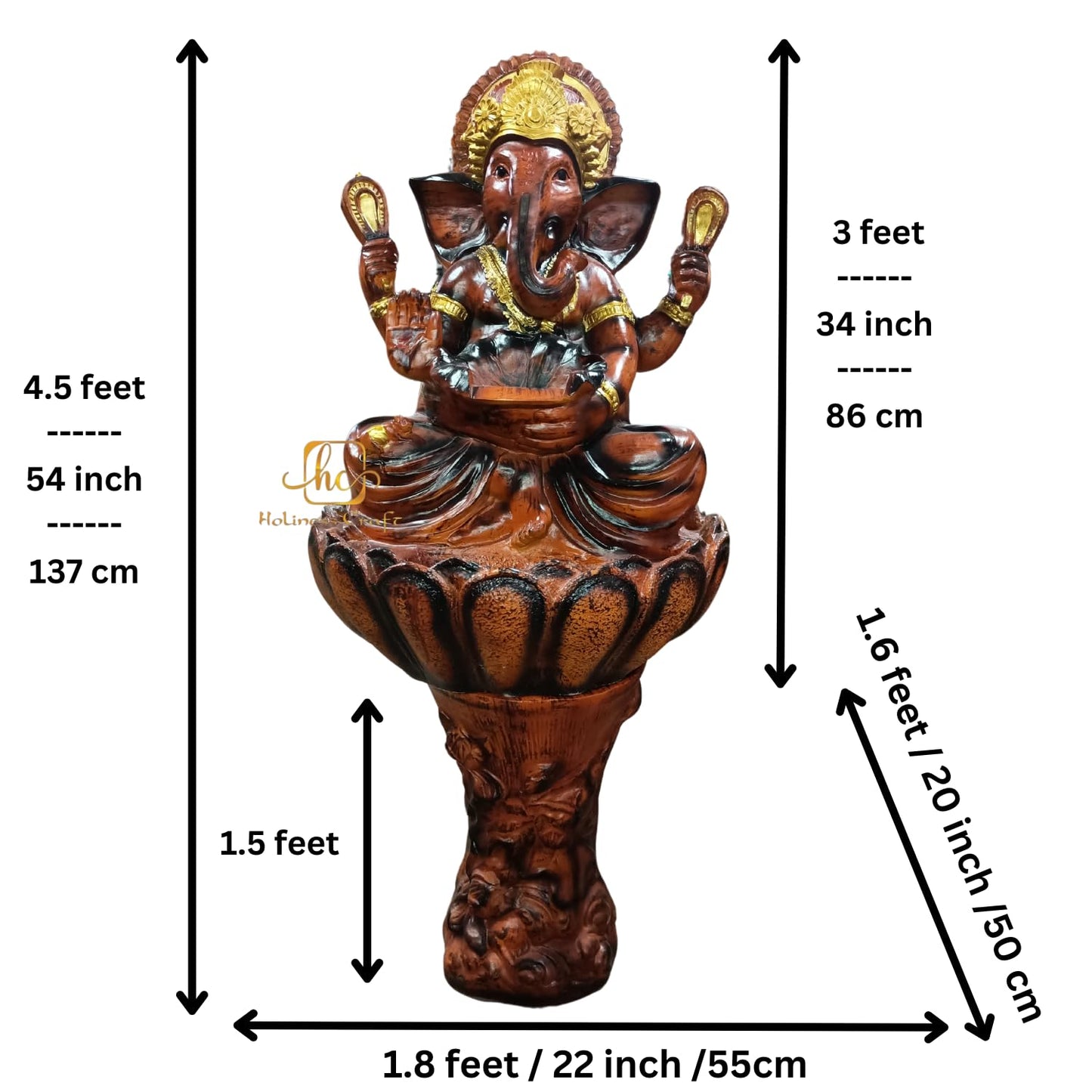 Trisaini Craft Lotus Ganesha Water Fountain with Stand for Indoor Outdoor Home Decor Farmhouse Decor Garden Patio Deck Porch Gift Gifting with LED Lights Water Pump