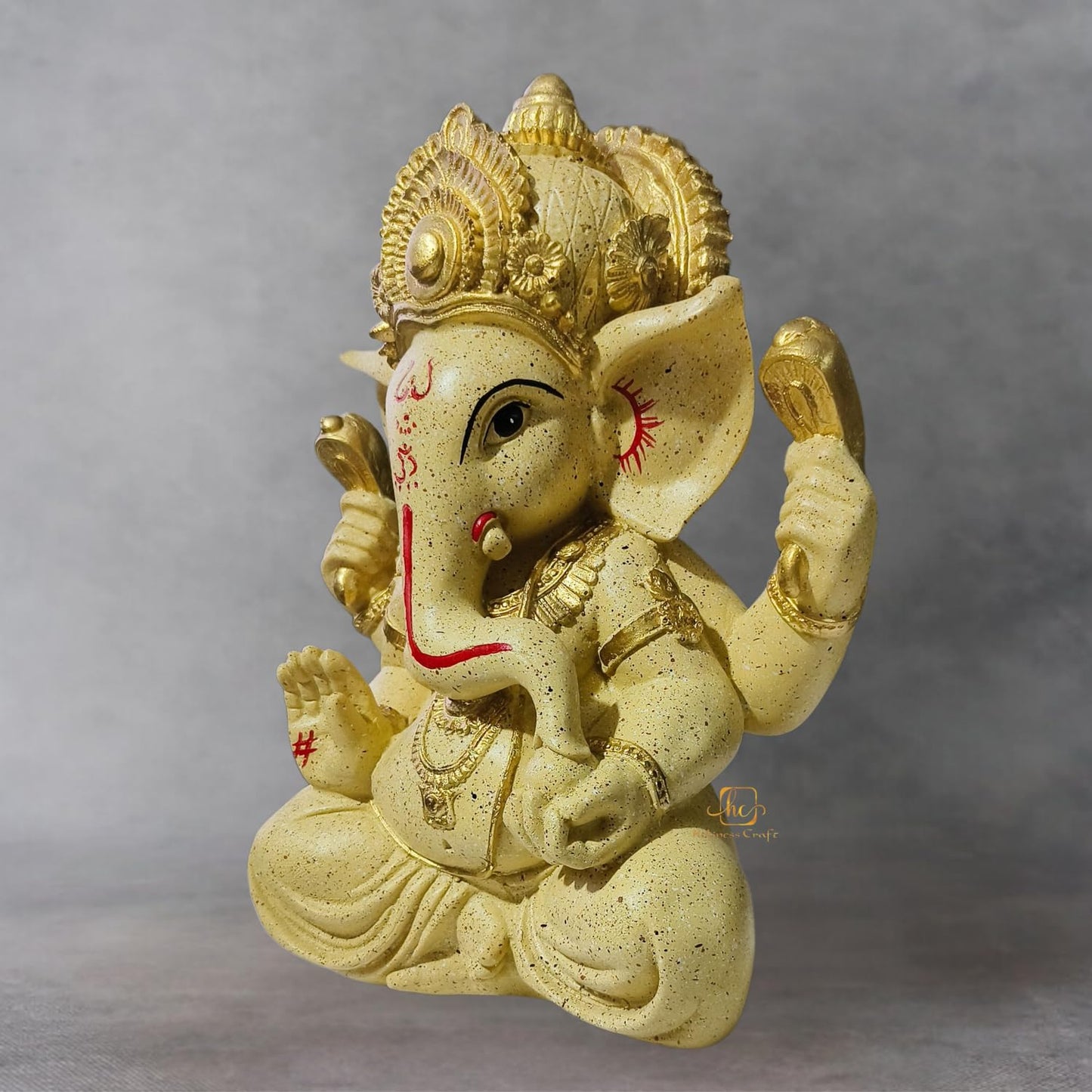 Trisaini Craft Ganesha Idol for Home, Pooja Room, Office D�cor, Handcrafted Ganesha Idol 30 cm Tall (Light Sand)