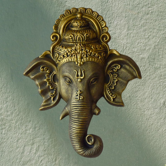 Trisaini Craft 3 Feet Ganesha Face Wall Hanging Mural Showpiece for Home Entrance Decor, Office, Study Room - Idol Statue Shri Ganesha face Wall Mount