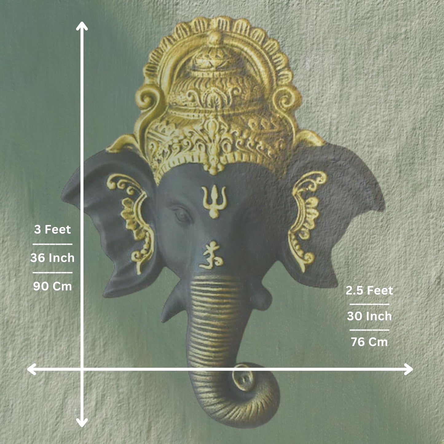 Trisaini Craft 3 Feet Ganesha face Wall Hanging Mural Showpiece for Home Entrance Decor, Office, Study Room - Idol Statue Shri Ganesha face Wall Mount