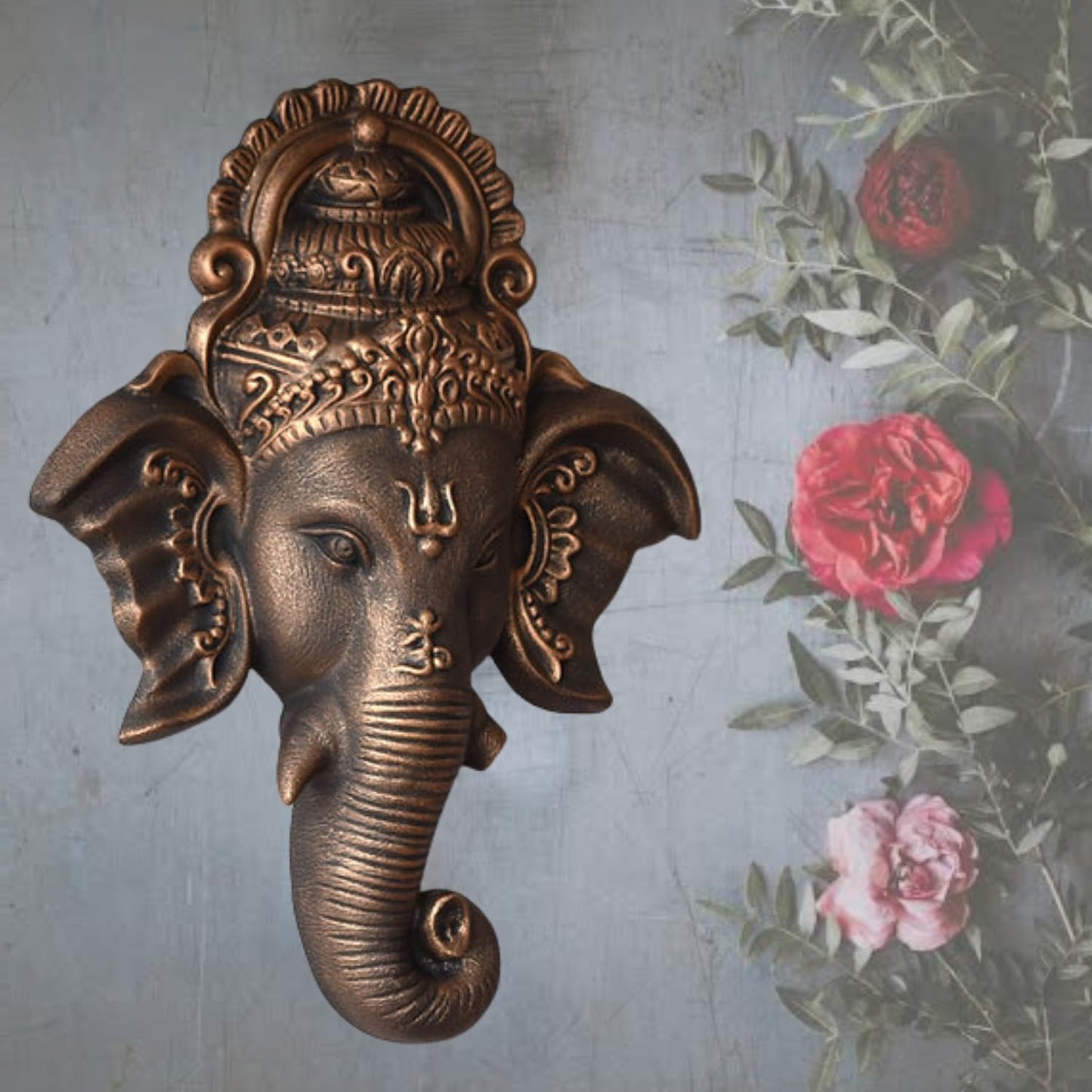 Trisaini Craft 3 Feet Ganesha Face Wall Hanging Mural Showpiece for Home Entrance Decor, Office, Study Room - Idol Statue Shri Ganesha face Wall Mount