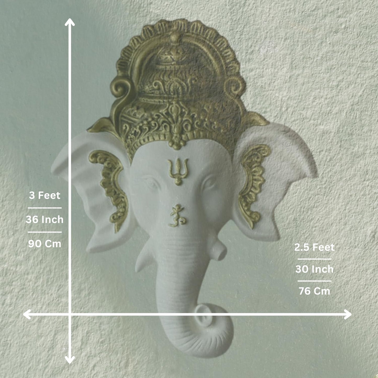 Trisaini Craft Ganesha Face Mural Wall Hanging Mural Showpiece for Home Entrance Decor, Office, Study Room - Idol Statue Lord Ganesha face Wall Mount (White)