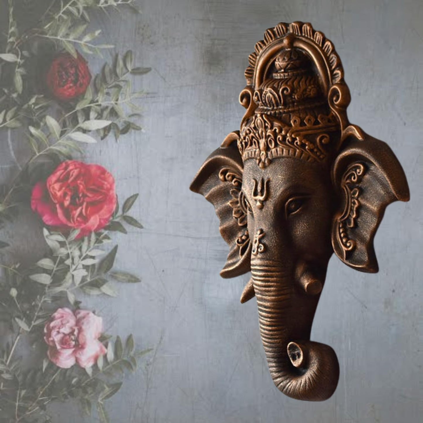 Trisaini Craft 3 Feet Ganesha Face Wall Hanging Mural Showpiece for Home Entrance Decor, Office, Study Room - Idol Statue Shri Ganesha face Wall Mount