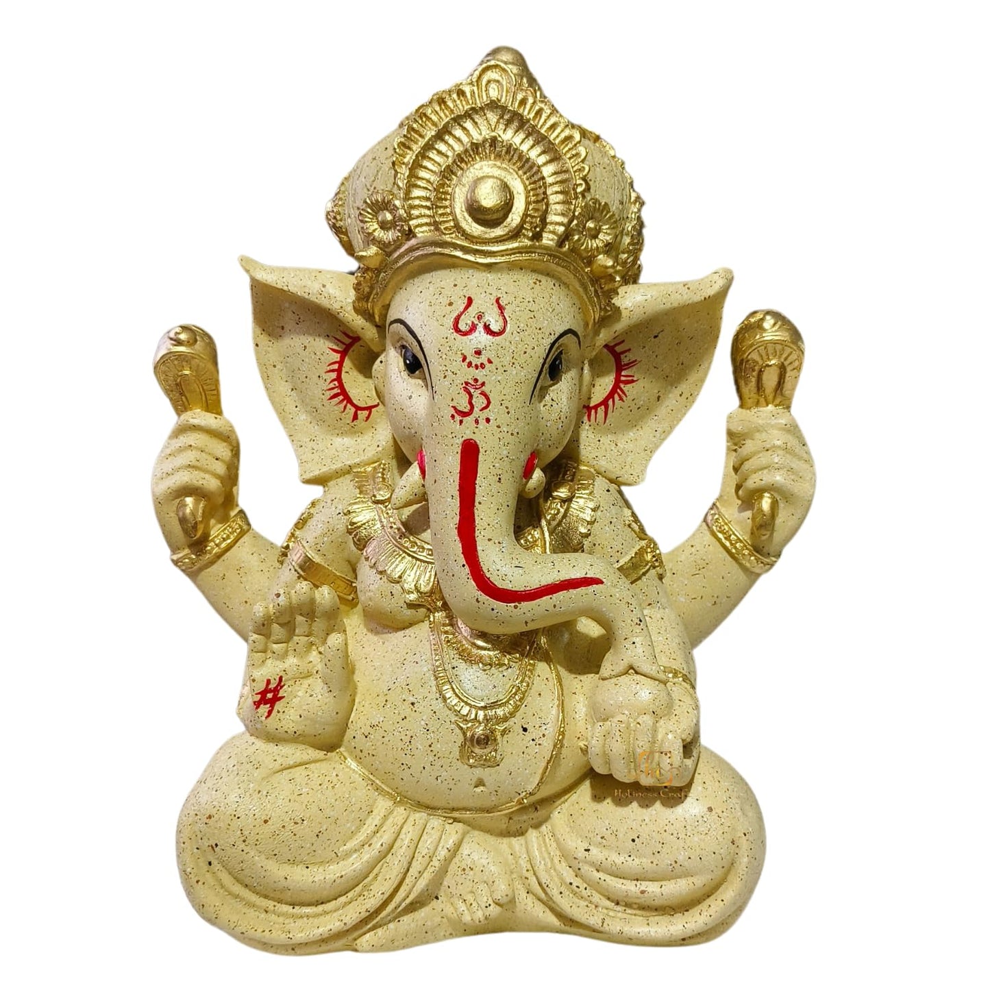Trisaini Craft Ganesha Idol for Home, Pooja Room, Office D�cor, Handcrafted Ganesha Idol 30 cm Tall (Light Sand)