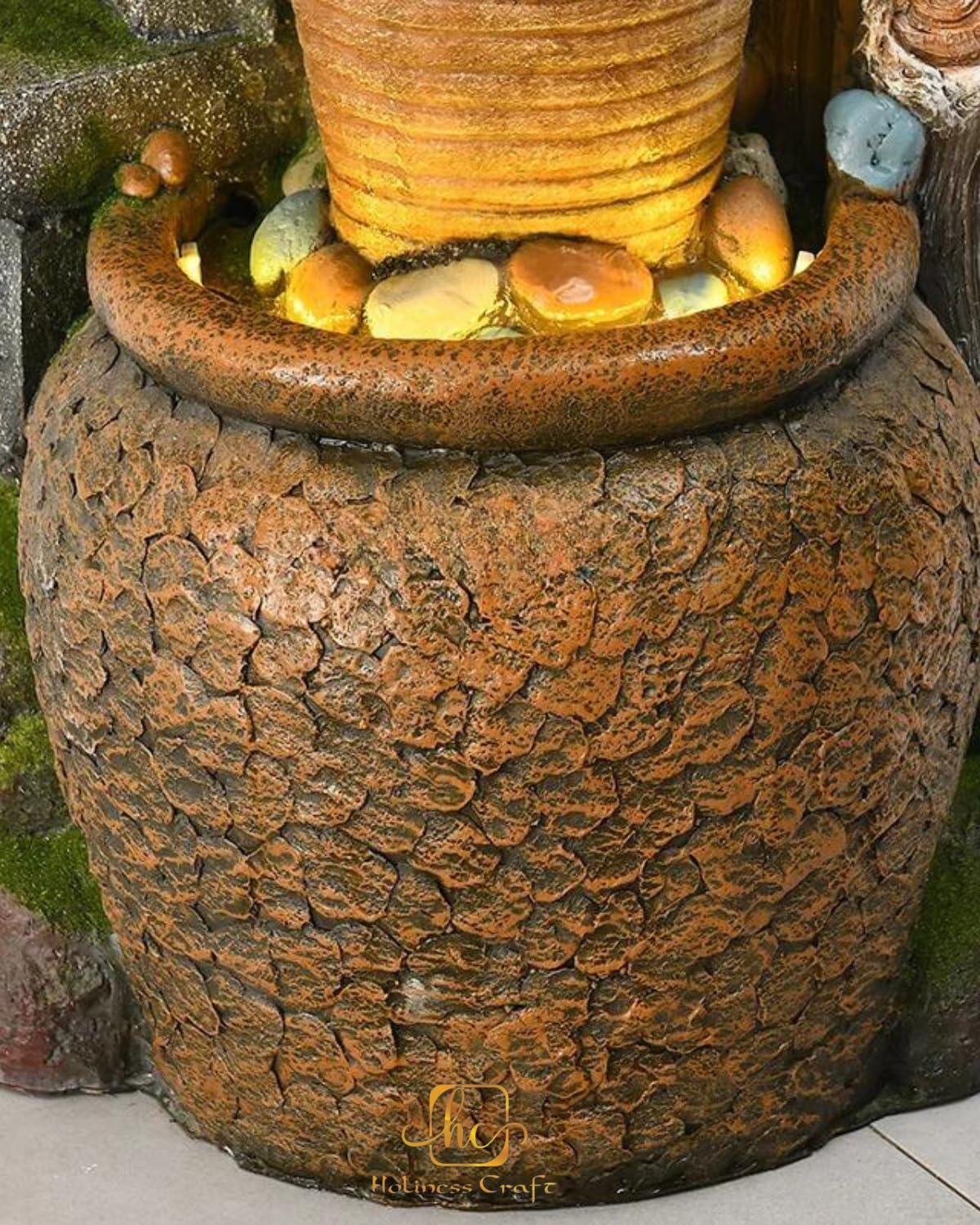 Trisaini Craft Resin, glass, stone Flowerpot Water Fountain Landscape Decoration for Living Room Home Decor Garden Patio Deck Porch - Yard Art Decoration Gift Gifting with LED Lights Water Pump